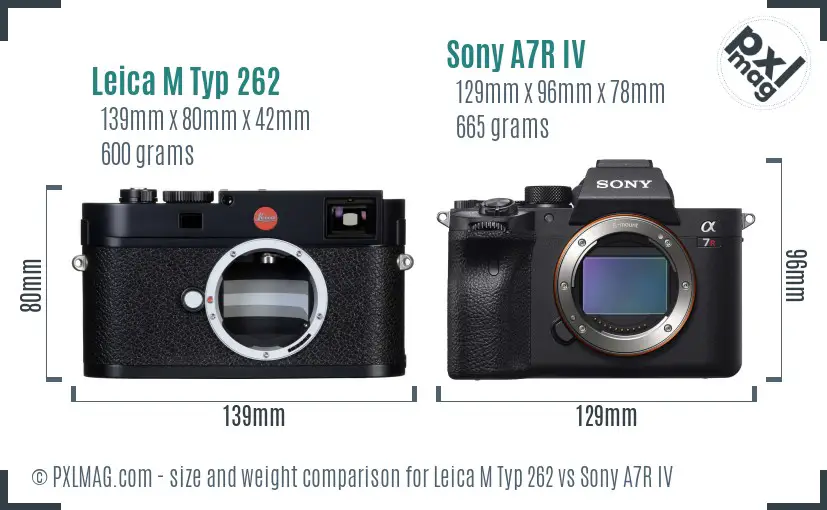 Leica M Typ 262 vs Sony A7R IV size comparison
