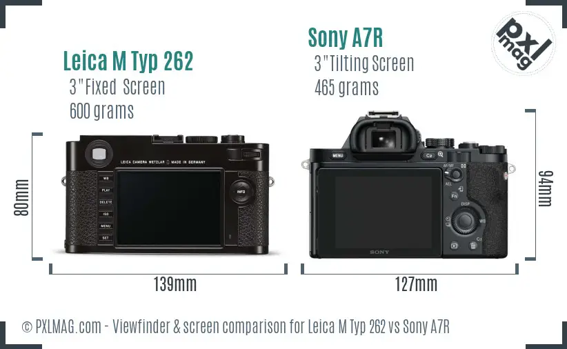 Leica M Typ 262 vs Sony A7R Screen and Viewfinder comparison