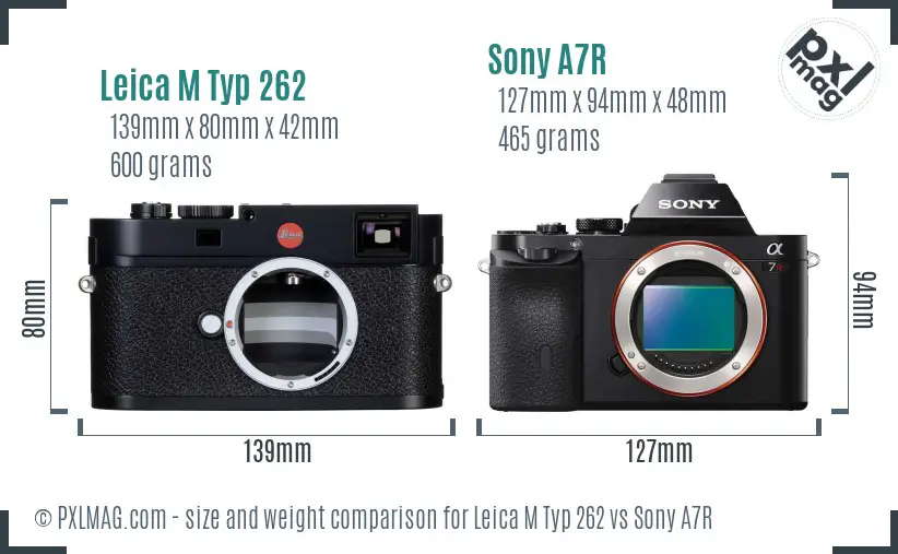 Leica M Typ 262 vs Sony A7R size comparison