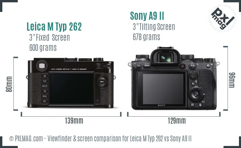 Leica M Typ 262 vs Sony A9 II Screen and Viewfinder comparison