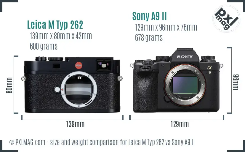 Leica M Typ 262 vs Sony A9 II size comparison