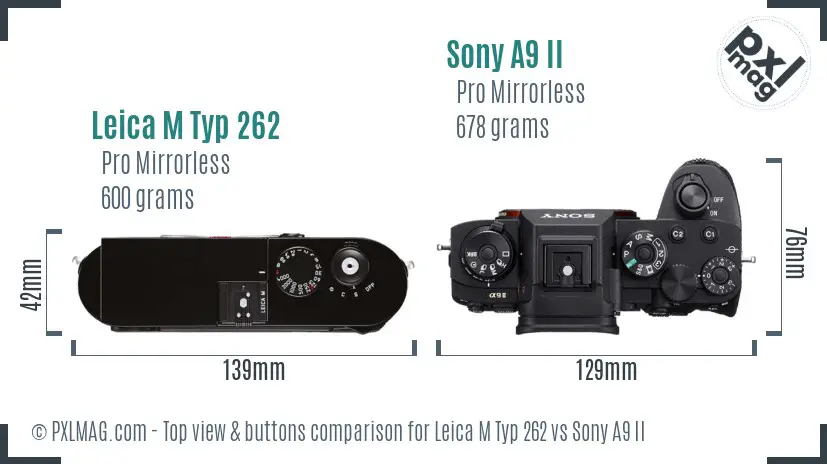 Leica M Typ 262 vs Sony A9 II top view buttons comparison