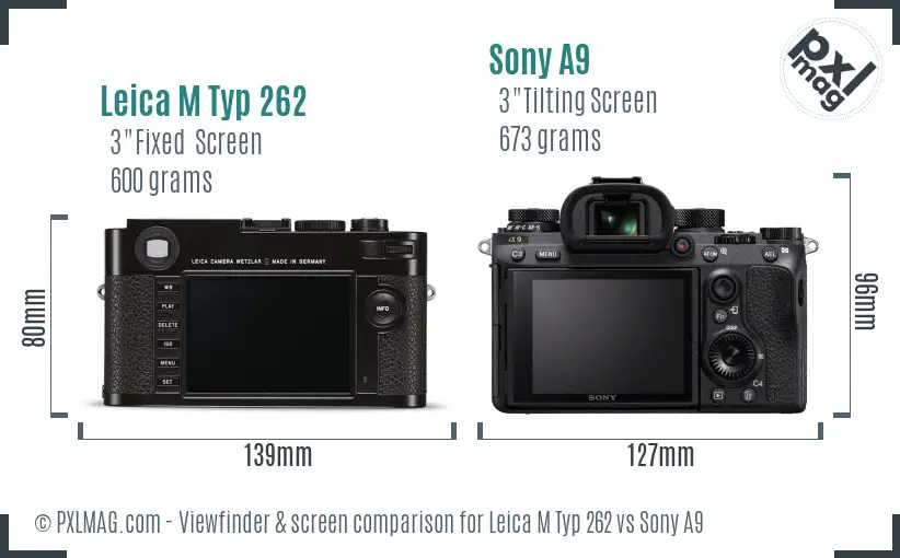 Leica M Typ 262 vs Sony A9 Screen and Viewfinder comparison