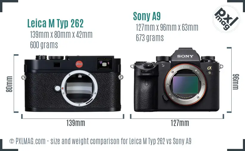 Leica M Typ 262 vs Sony A9 size comparison