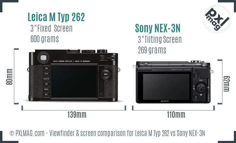 Leica M Typ 262 vs Sony NEX-3N Screen and Viewfinder comparison