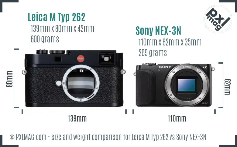 Leica M Typ 262 vs Sony NEX-3N size comparison