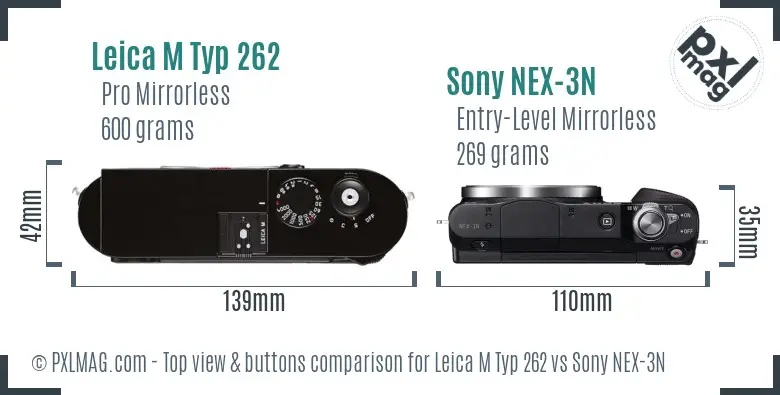 Leica M Typ 262 vs Sony NEX-3N top view buttons comparison