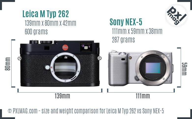 Leica M Typ 262 vs Sony NEX-5 size comparison