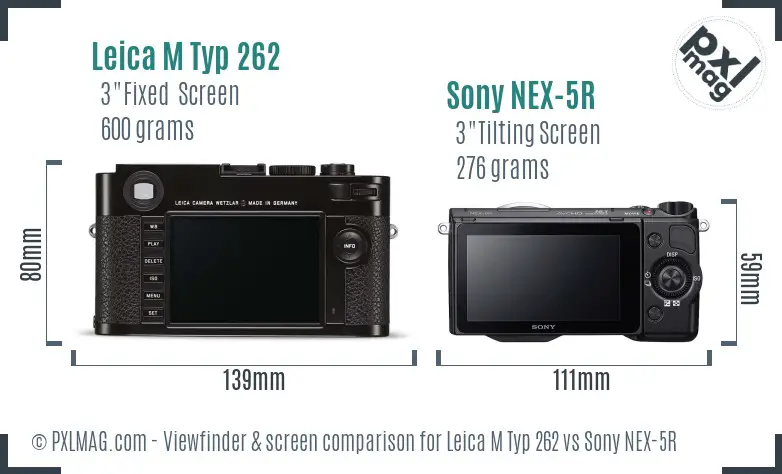 Leica M Typ 262 vs Sony NEX-5R Screen and Viewfinder comparison