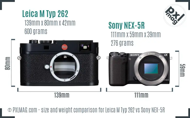 Leica M Typ 262 vs Sony NEX-5R size comparison