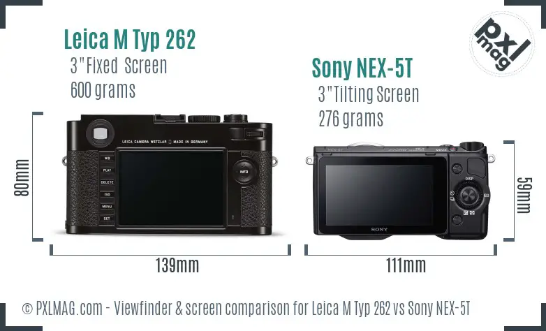 Leica M Typ 262 vs Sony NEX-5T Screen and Viewfinder comparison