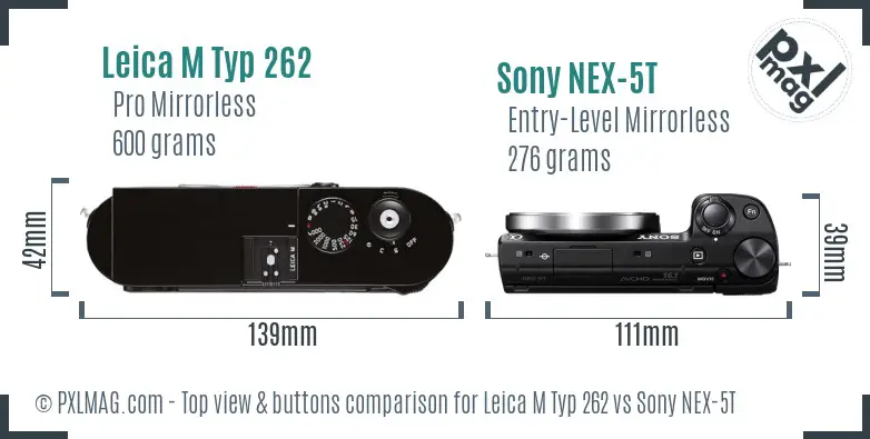 Leica M Typ 262 vs Sony NEX-5T top view buttons comparison