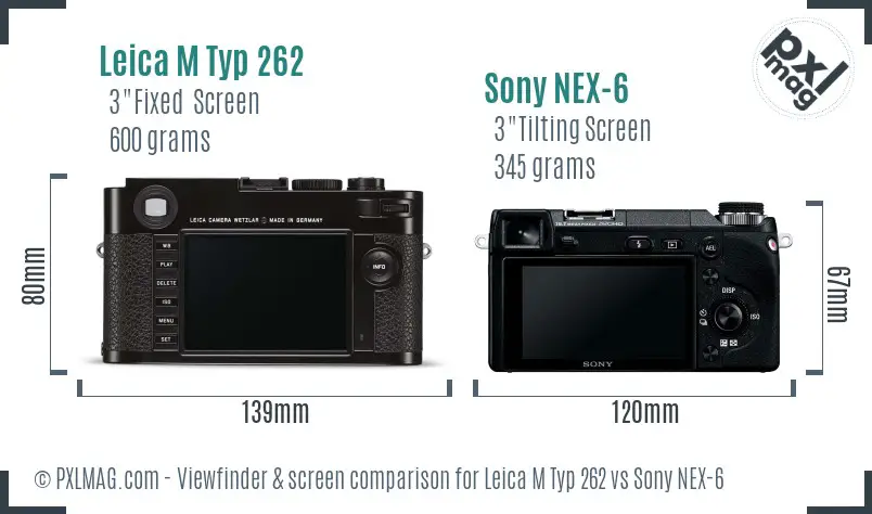 Leica M Typ 262 vs Sony NEX-6 Screen and Viewfinder comparison