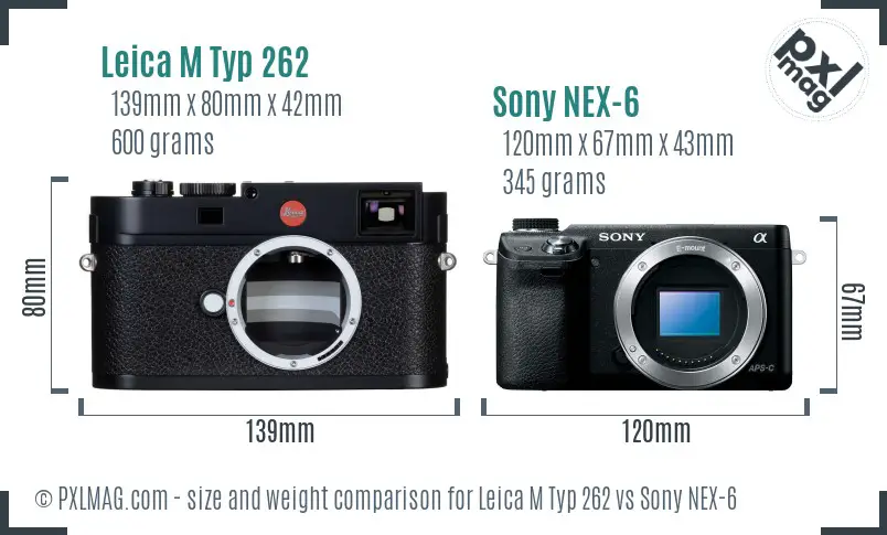 Leica M Typ 262 vs Sony NEX-6 size comparison