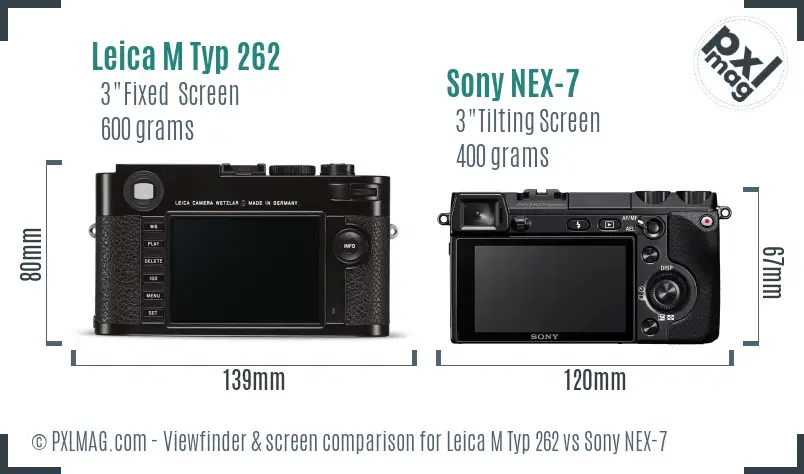 Leica M Typ 262 vs Sony NEX-7 Screen and Viewfinder comparison