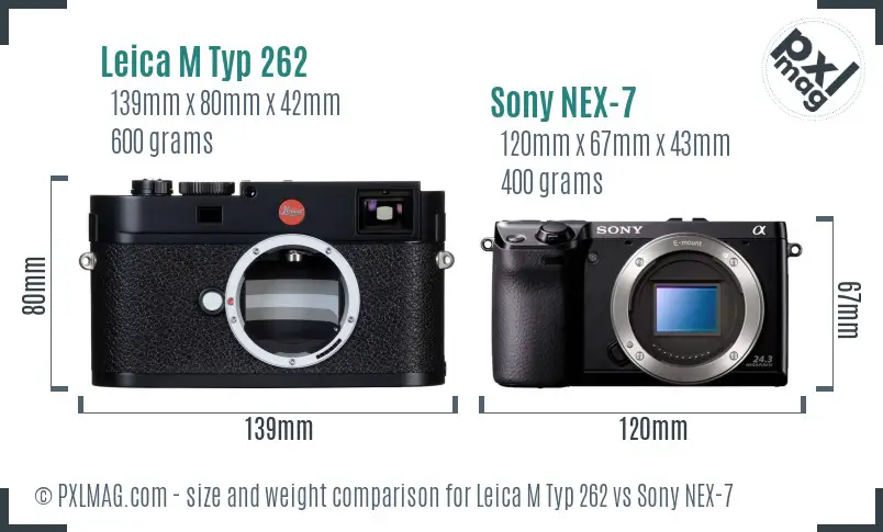 Leica M Typ 262 vs Sony NEX-7 size comparison
