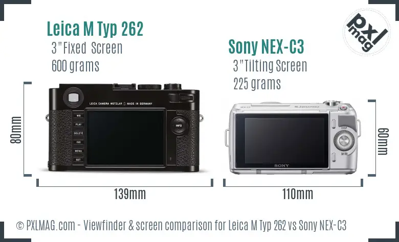 Leica M Typ 262 vs Sony NEX-C3 Screen and Viewfinder comparison