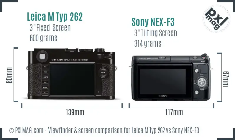 Leica M Typ 262 vs Sony NEX-F3 Screen and Viewfinder comparison