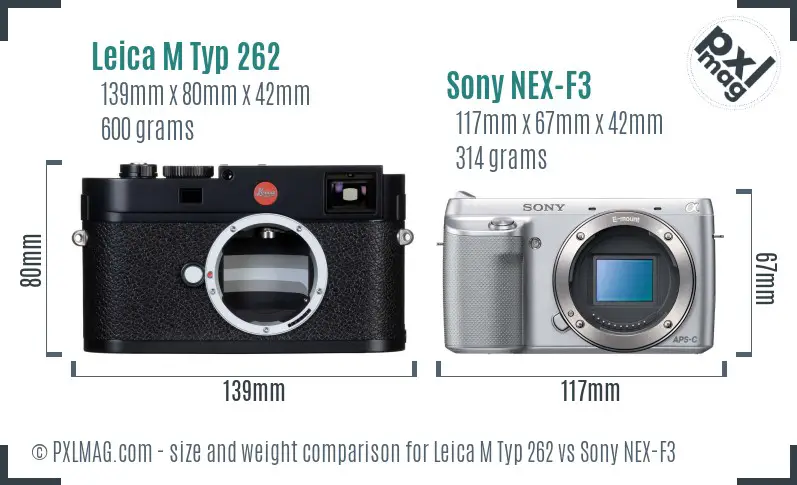 Leica M Typ 262 vs Sony NEX-F3 size comparison