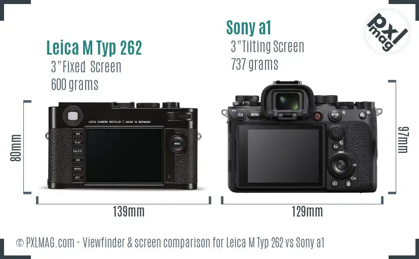 Leica M Typ 262 vs Sony a1 Screen and Viewfinder comparison