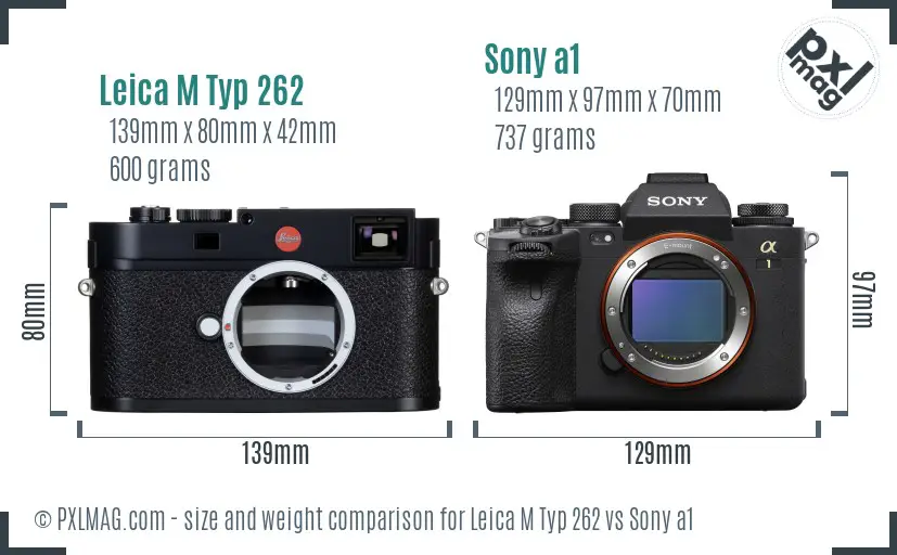 Leica M Typ 262 vs Sony a1 size comparison