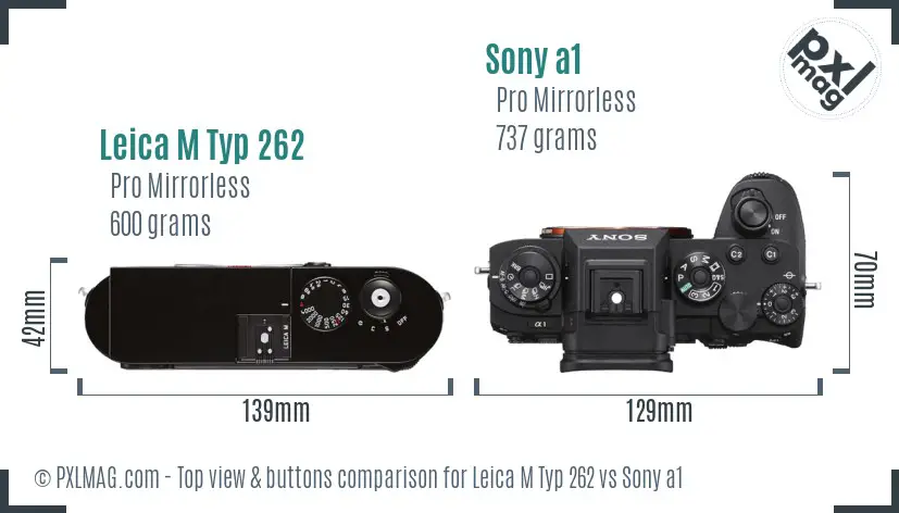 Leica M Typ 262 vs Sony a1 top view buttons comparison