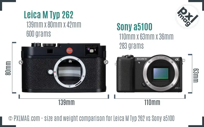 Leica M Typ 262 vs Sony a5100 size comparison