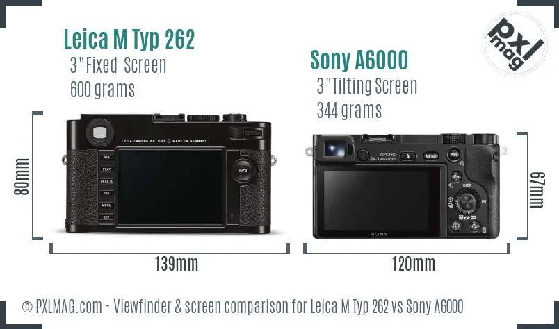 Leica M Typ 262 vs Sony A6000 Screen and Viewfinder comparison