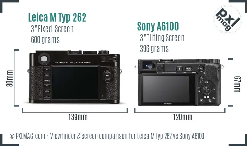 Leica M Typ 262 vs Sony A6100 Screen and Viewfinder comparison