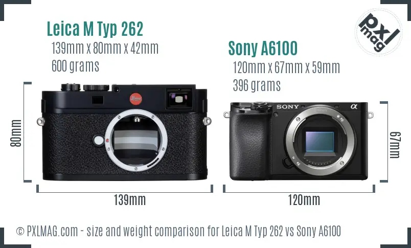 Leica M Typ 262 vs Sony A6100 size comparison