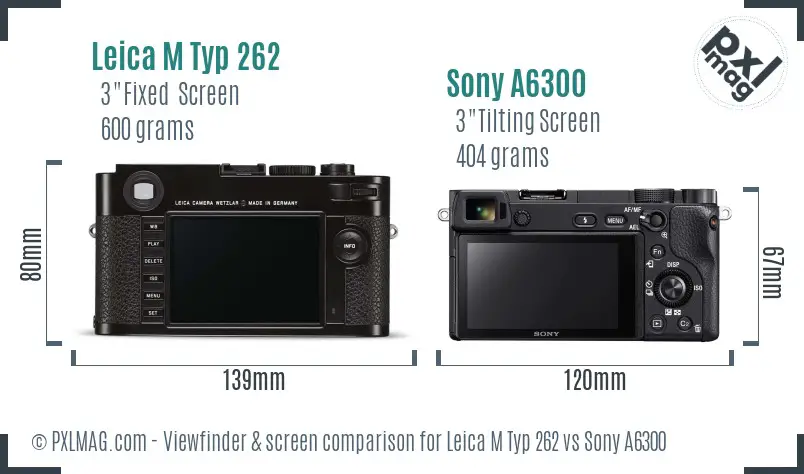 Leica M Typ 262 vs Sony A6300 Screen and Viewfinder comparison