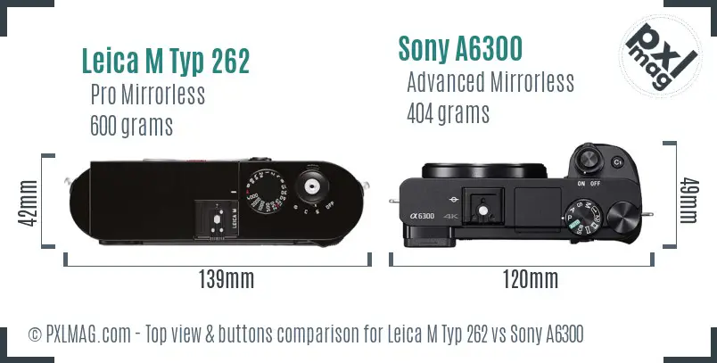 Leica M Typ 262 vs Sony A6300 top view buttons comparison