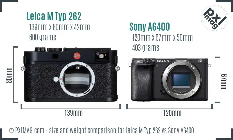 Leica M Typ 262 vs Sony A6400 size comparison