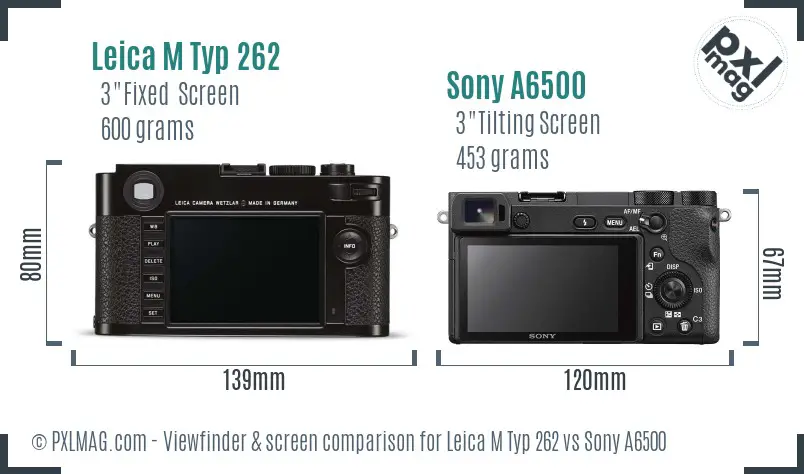 Leica M Typ 262 vs Sony A6500 Screen and Viewfinder comparison