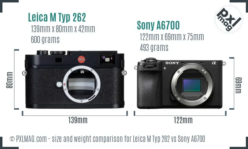 Leica M Typ 262 vs Sony A6700 size comparison