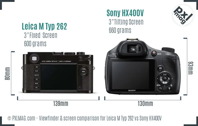 Leica M Typ 262 vs Sony HX400V Screen and Viewfinder comparison