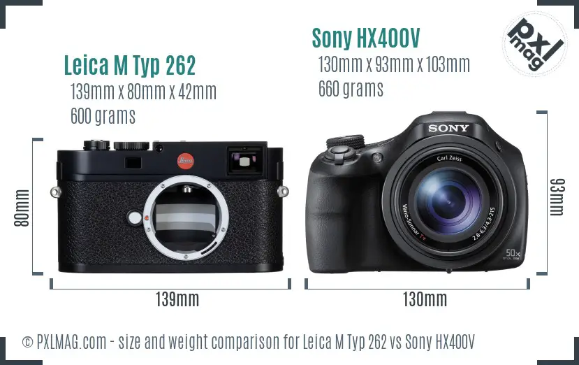 Leica M Typ 262 vs Sony HX400V size comparison