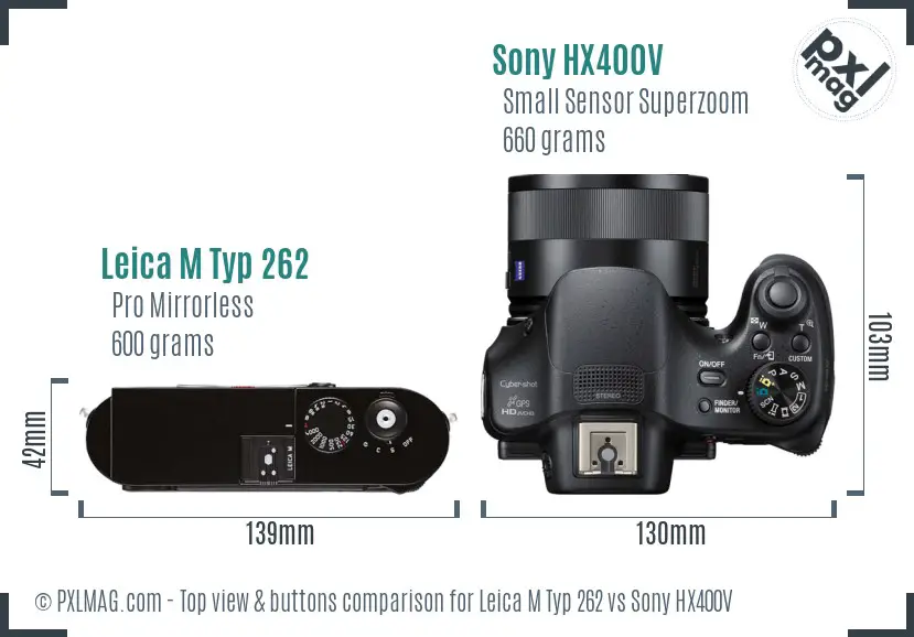 Leica M Typ 262 vs Sony HX400V top view buttons comparison