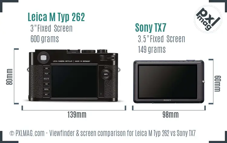 Leica M Typ 262 vs Sony TX7 Screen and Viewfinder comparison