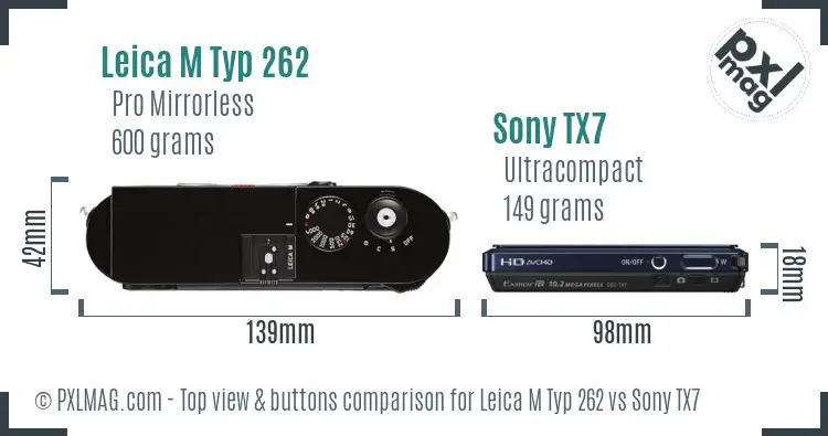 Leica M Typ 262 vs Sony TX7 top view buttons comparison