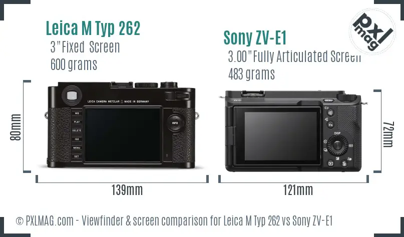 Leica M Typ 262 vs Sony ZV-E1 Screen and Viewfinder comparison