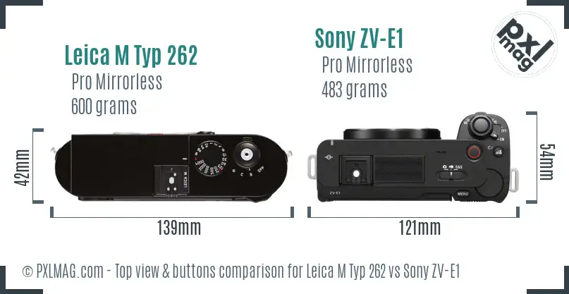 Leica M Typ 262 vs Sony ZV-E1 top view buttons comparison