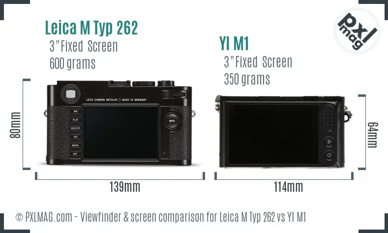 Leica M Typ 262 vs YI M1 Screen and Viewfinder comparison