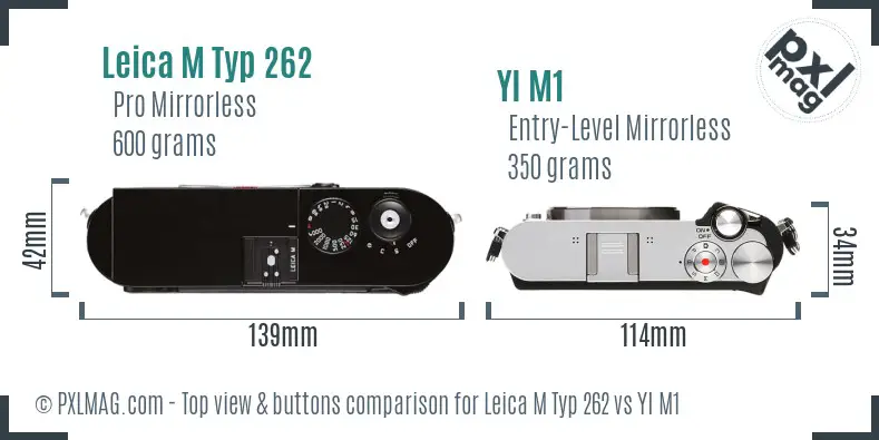 Leica M Typ 262 vs YI M1 top view buttons comparison