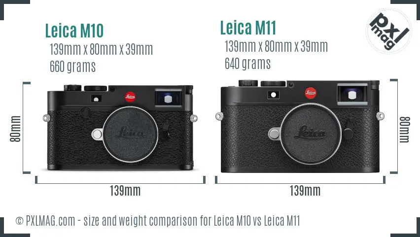 Leica M10 vs Leica M11 size comparison