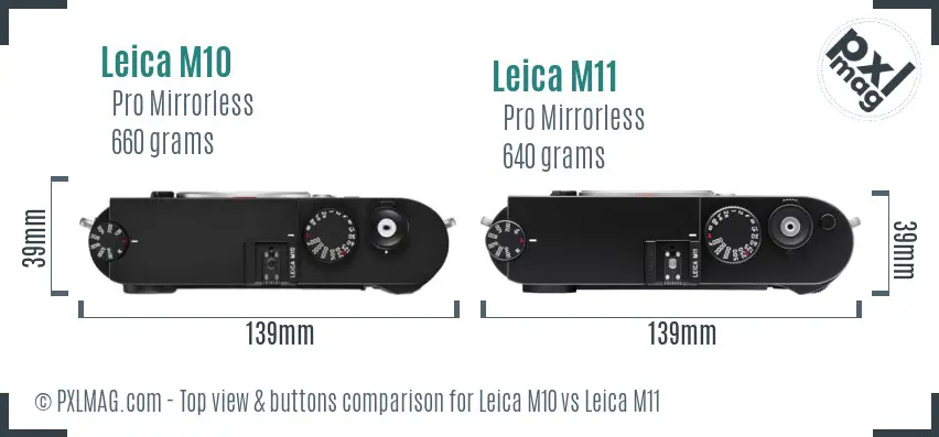 Leica M10 vs Leica M11 top view buttons comparison