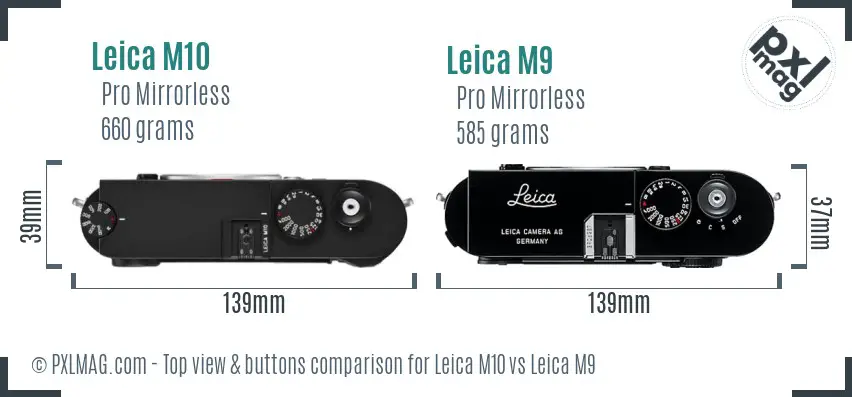 Leica M10 vs Leica M9 top view buttons comparison
