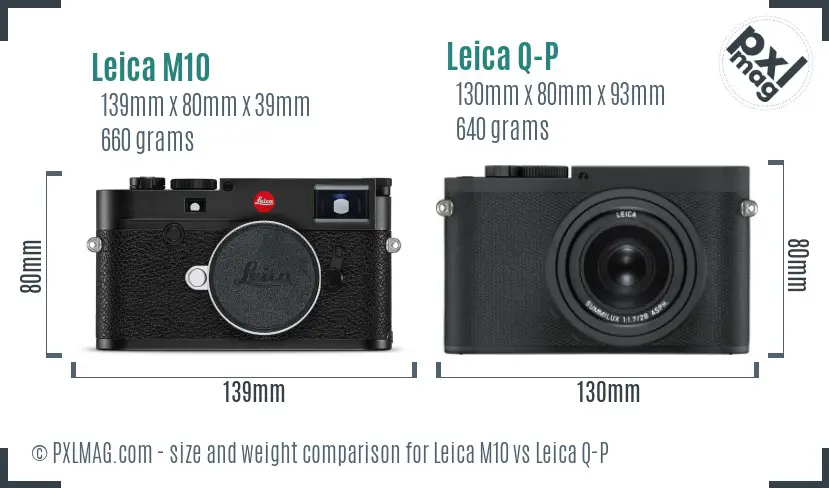 Leica M10 and Leica Q-P size comparison