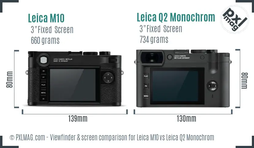 Leica M10 vs Leica Q2 Monochrom Screen and Viewfinder comparison Leica M10 vs Leica Q2 Monochrom Screen and Viewfinder comparison