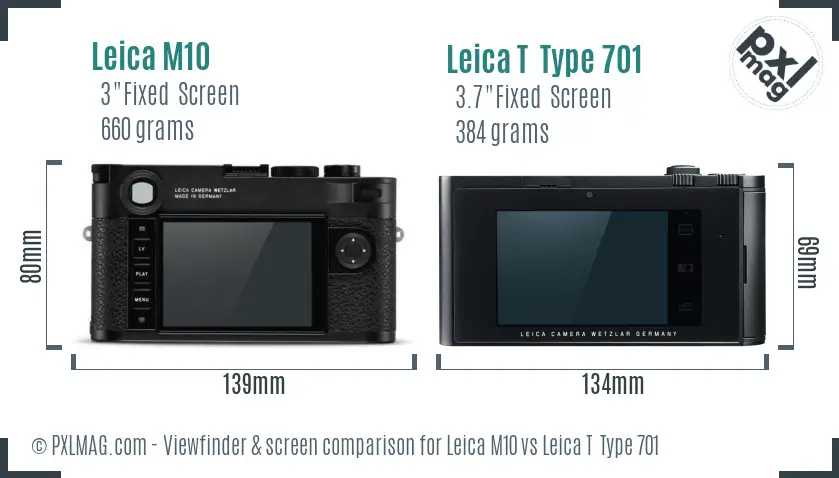 Leica M10 vs Leica T  Type 701 Screen and Viewfinder comparison